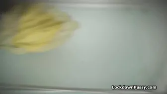Big Titted lover cools down throat with rough dick