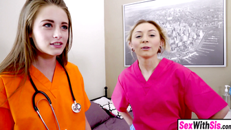 Naughty Step-Sibling Nurses - Teen Stepsis Stroking & Riding Her Older Brother's Dick