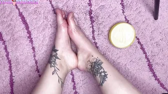 Toes Rubs with Cream Close Up - Feet Bdsm
