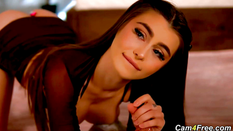 Hot & Curvy Brunette Teen Sucks on Big Dick with Erotic Eye Contact