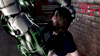 Female police officer vs the alien guro