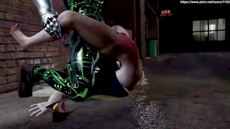 Female police officer vs the alien guro