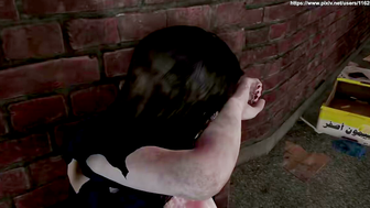 Female police officer vs the alien guro