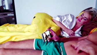 StepMom with Stepson watching a porn movie morning in bed