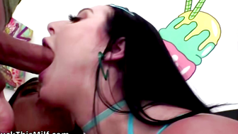 Angela White and Violet Myers Gagged by a Huge Cock
