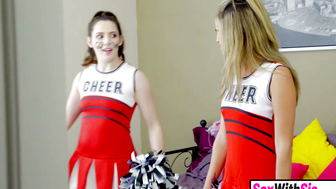 Petite Cheerleader Stepsis Fucks Stepbro in Front of Bestie