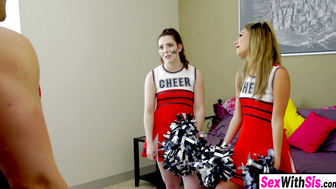 Petite Cheerleader Stepsis Fucks Stepbro in Front of Bestie