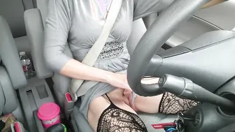 Vehicle Masturbation with Purple Sex Toy