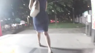 French beauty with a super butt walking