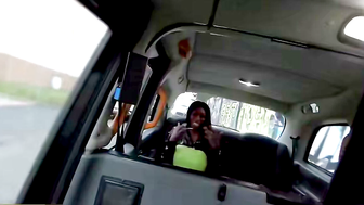 Ebony Mystique Shows Off Her Big Black Tits and Ass in the Backseat