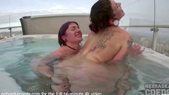 Ellah & Sam Enjoy Dildo Play in an Outdoor Jacuzzi on a Snowy Day