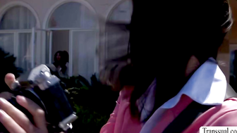 TS Bride and Friend Caught in Wedding Threesome