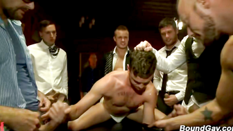 Brandon Moore Blindfolded and Passed Around at a Gay Orgy