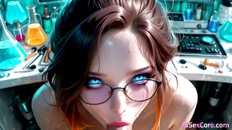Genius Brunette Scientist Gets Passional Facial In Lab