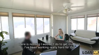 LOAN4K. Blonde goddess cant pay rent so she goes to the bank