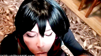 Mikasa Cosplay POV: Rough Anal Sex with Cum in Mouth