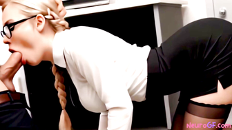 Busty Blonde AI Secretary Takes on Coworkers