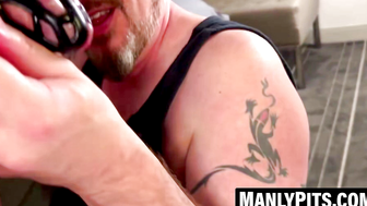 Hairy Guys Swap Sloppy Blowjobs