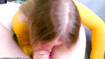 Step Brother Refuses: Amateur Brunette's Solo Blowjob