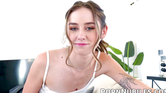 Skinny babe Daisy Fox takes every inch of stepbrothers hard cock