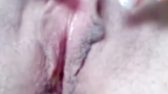 Rubbing my huge clit, my pussy gaping wide