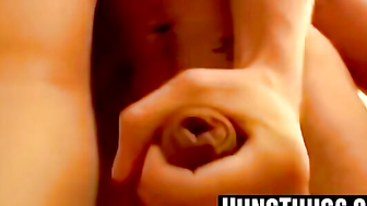 Straight thugs pleasure themselves by stroking hard