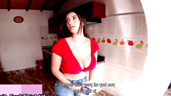 Beautiful landlady with big tits comes into my room without warning and sees my big c 3
