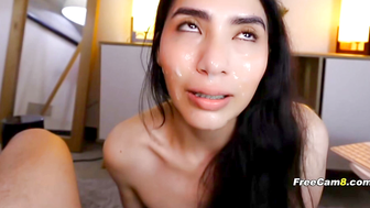 Sloppy POV Blowjob With Saliva Dripping From Her Chin