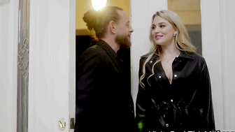 Blonde Boss Blake Blossom Deepthroats BBC Cock in Leather Shirt