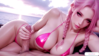 AI Beach Babe: Bubblegum Fantasy with Big Tits