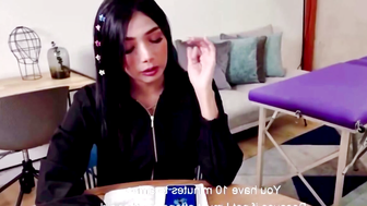 Teen Beautician Gets Mouth and Feet Finish