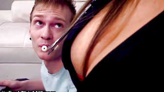 Brunette MILF Gets Fingered While Watching Her Husband Play Video Games