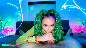 Armani Black Takes Deepthroat In Neon Fishnets And Green Braids