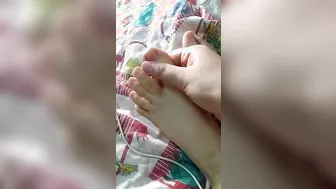 Massaging my foot with cream toes bdsm