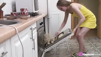 Long Haired Teenie Bianca 19 Goofing Around Inside The Kitchen