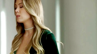 Blonde in Green Velvet Dress Gets Deep Throated and Ass Fucked by Bearded Lover