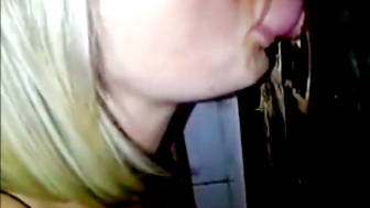 Laura Deepthroats Bald Guy in Mens Toilet Gloryhole
