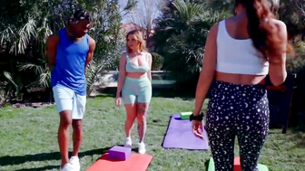 Abigail Mac Downward Doggy Style Fourway Outdoor Yoga Session