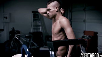 Petite Blonde Kristen Scott Double Penetrated by Two Muscular Guys in Gym