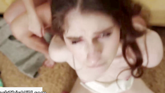 Busty Russian MILF Moon Flower Smashes Young Guy on Couch