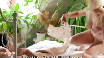 Blonde Teen BonnieAlex Rides BBC Boyfriend on White Bed