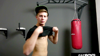 Gabriel Moody Strips in Gym to Show Off Big Uncut Cock and Muscles