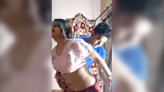Indian Wife Removes Saree for Lover in Blue Shirt