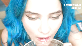 Min Galilea Blue Hair Blowjob Swallow Bukkake BBC POV Teen Cum Shot