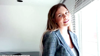 Real Estate Agent Sundara Deepthroats Cock on Bed with Tattoos