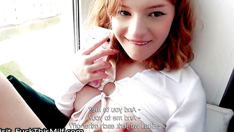 Blonde MILF Talks Husband on Phone While Stepbrother Fucks Her Tight Pussy