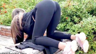 Blonde MILF Gets Rough Doggy Style on Park Bench