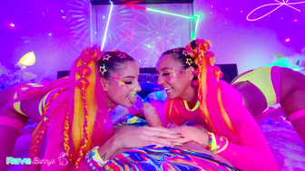 Sasha Tatcha & Madison Steele Suck Cock in Neon Body Paint Threeway