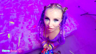 Alexandra Quintezz Deepthroats Brian Omally In Purple Rave Bodysuit