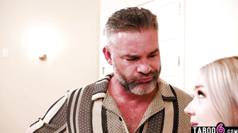 BBW Stepdaughter Eva Nyx Sucks Boyfriend Axel Haze Under Table